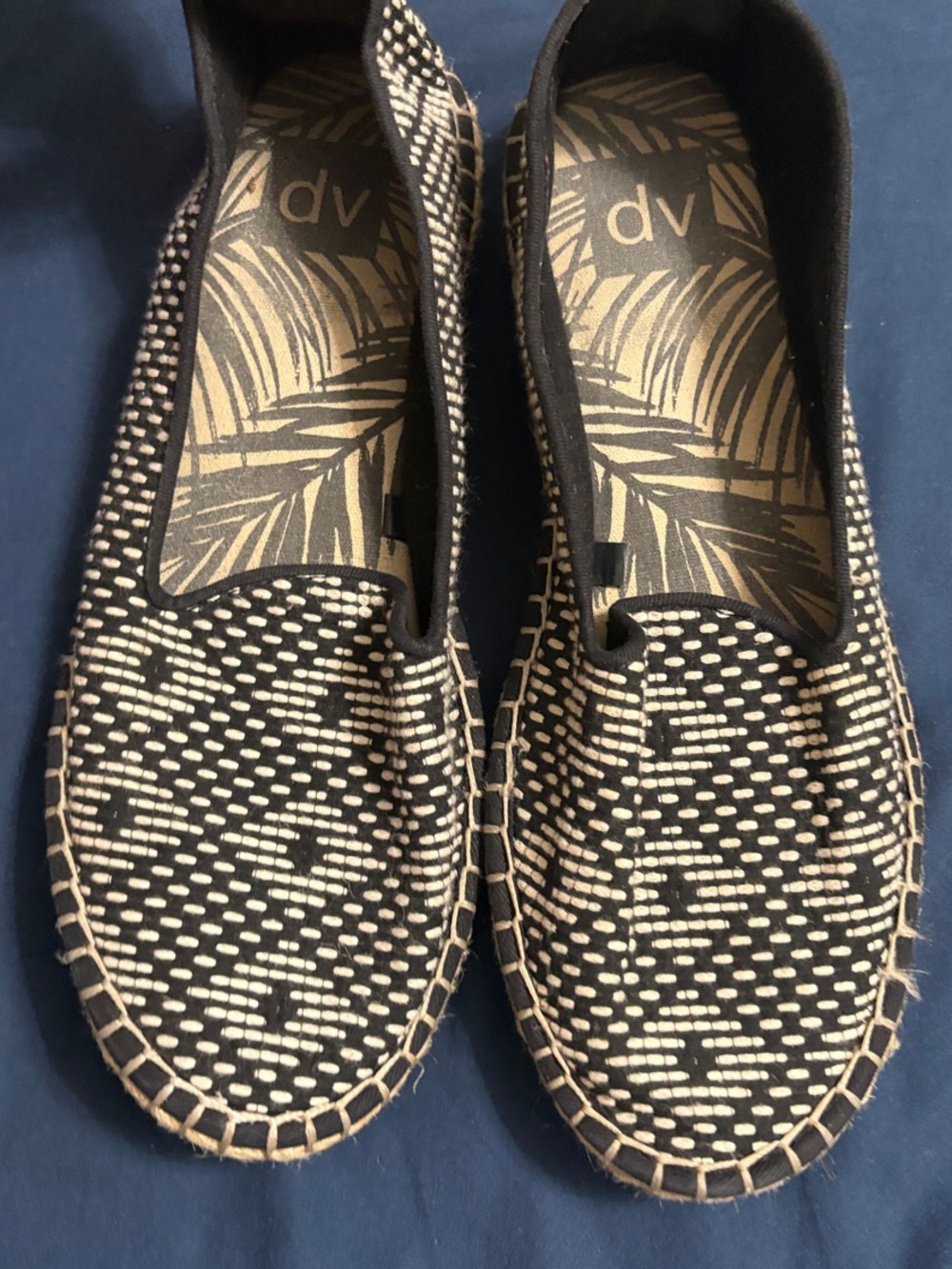 DV by Dolce Vita Black & Cream Woven Espadrille Slip-Ons